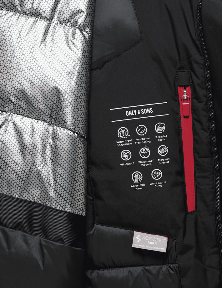 Only & Sons Blouson Homme Capuche Nate Noir - 4