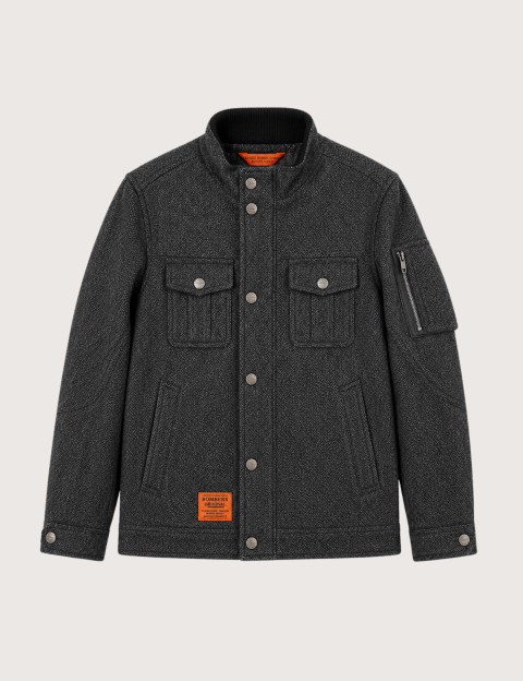 BOMBERS ORIGINALS Blouson Homme en Laine Northam Noir