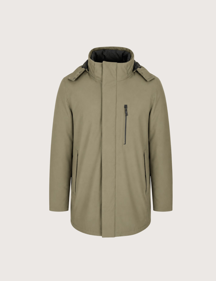 SEINSE Blouson Mi-Long Homme à Capuche Kaki