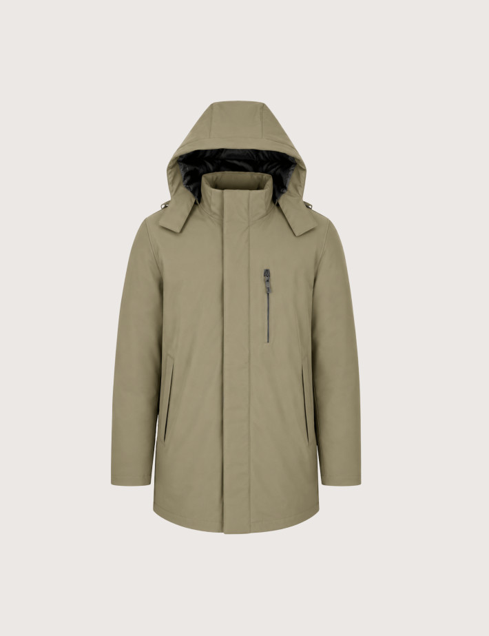 SEINSE Blouson Mi-Long Homme à Capuche Kaki - 2