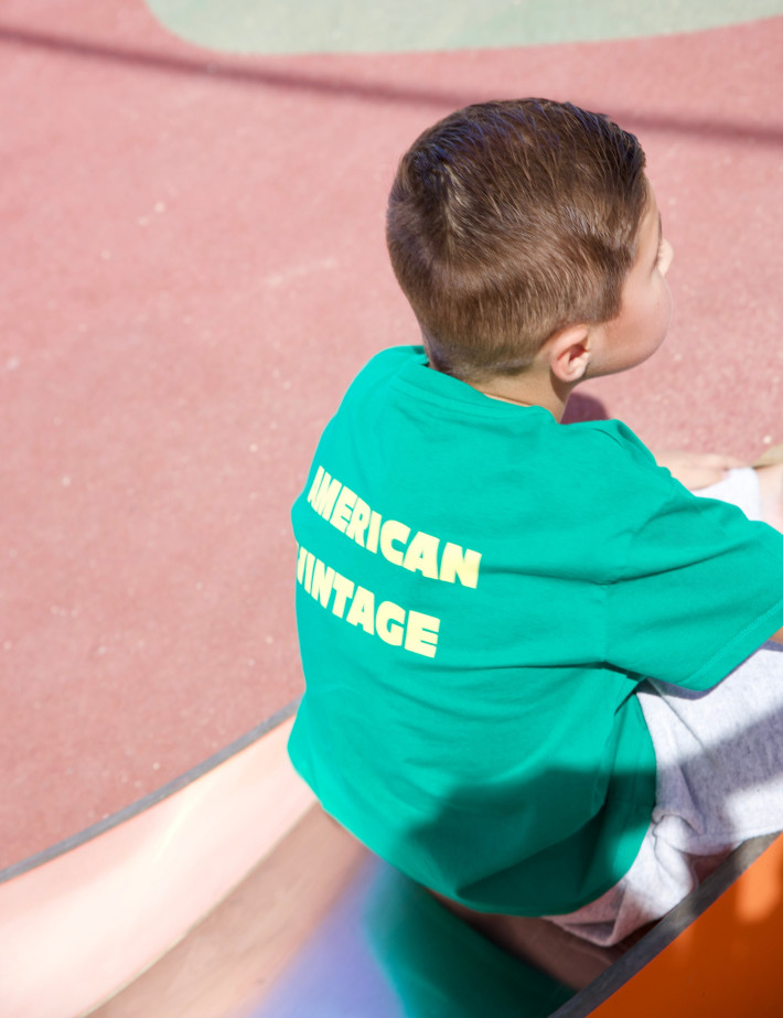 American Vintage T-Shirt Enfant Col Rond Imprimé Fizvalley Menthe Vintage - 14