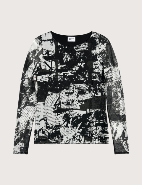 HBT DENIM PRINT | RIVER Top Femme Noir