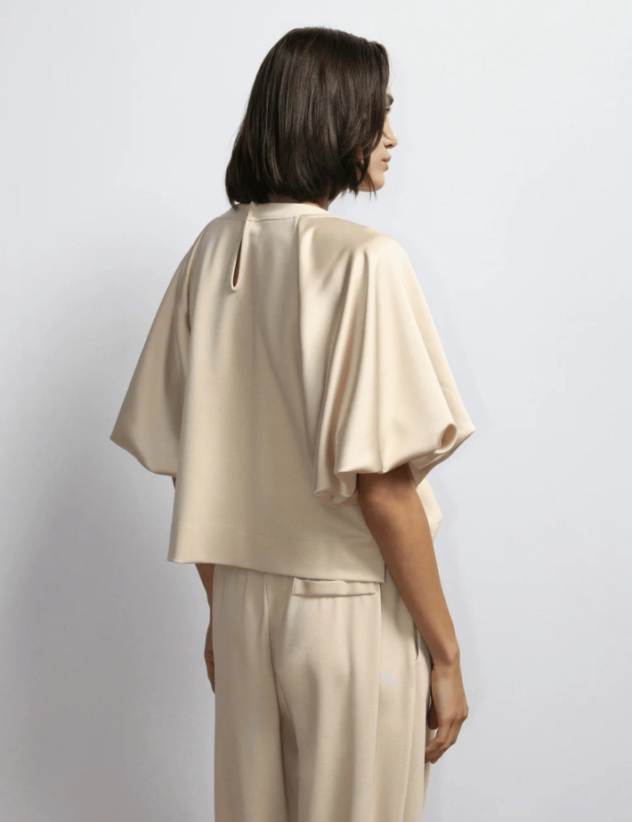 IMPERIAL Sweat Femme Manches Ballon Satin Ecru - 4