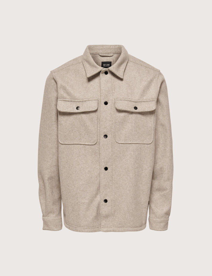 Only & Sons Surchemise Homme Ash Laine Beige