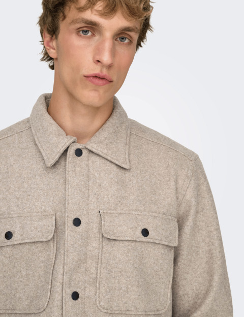 Only & Sons Surchemise Homme Ash Laine Beige - 2