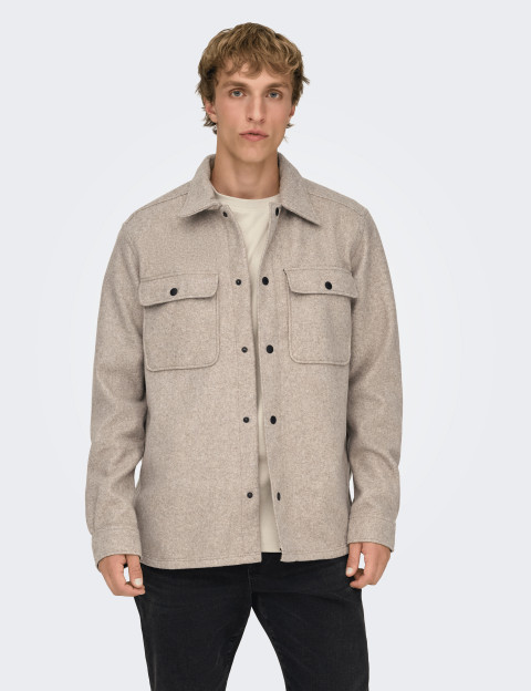 Only & Sons Surchemise Homme Ash Laine Beige - 4