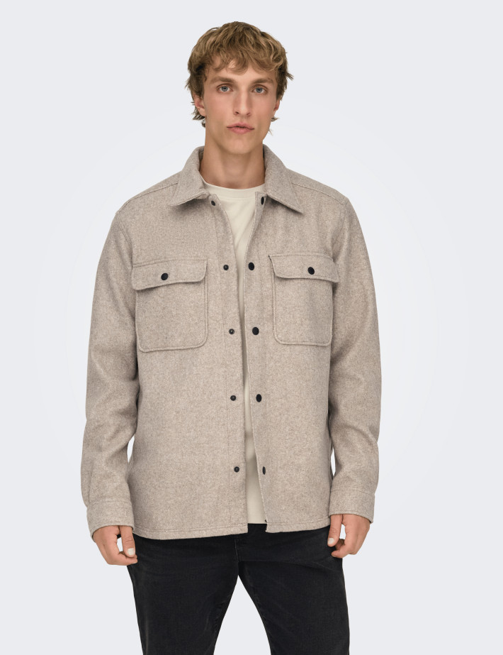 Only & Sons Surchemise Homme Ash Laine Beige - 4