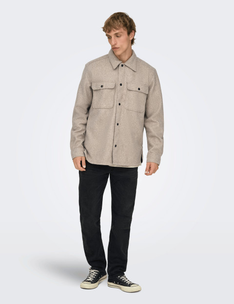 Only & Sons Surchemise Homme Ash Laine Beige - 5