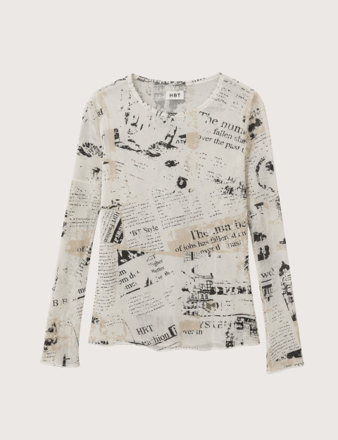 HBT DENIM PRINT | RIVER Top Femme Ecru