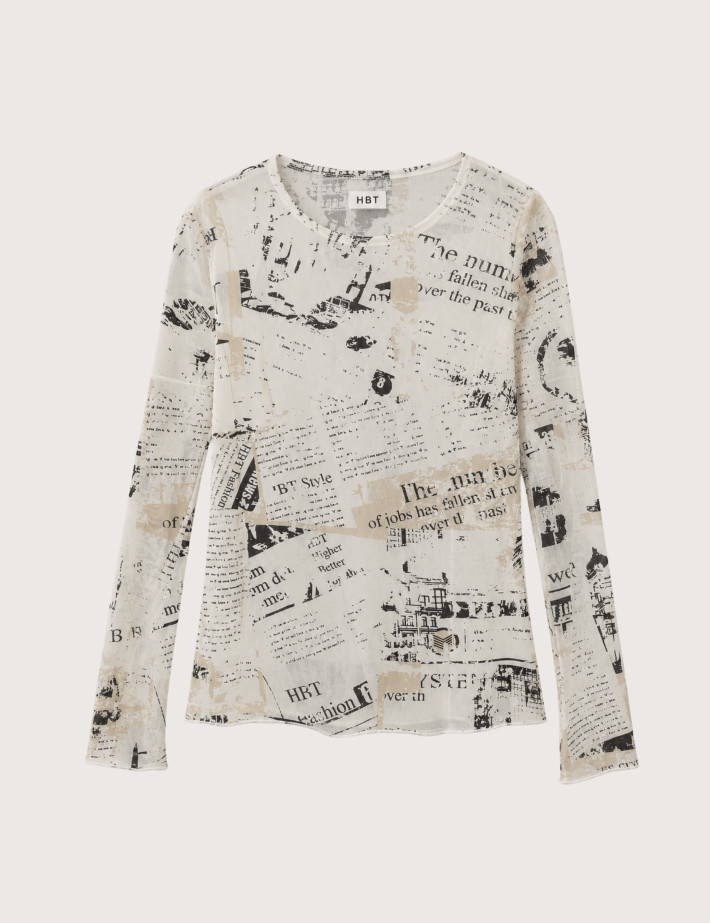 HBT DENIM PRINT | RIVER Top Femme Ecru