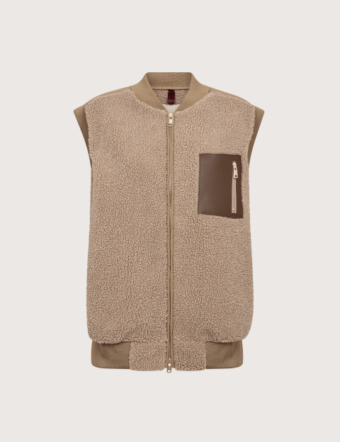 MOS MOSH Gilet Femme Sans Manches Teddy Jovo Beige