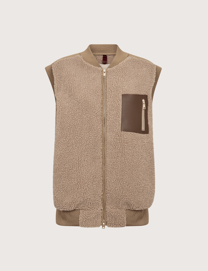 MOS MOSH Gilet Femme Sans Manches Teddy Jovo Beige