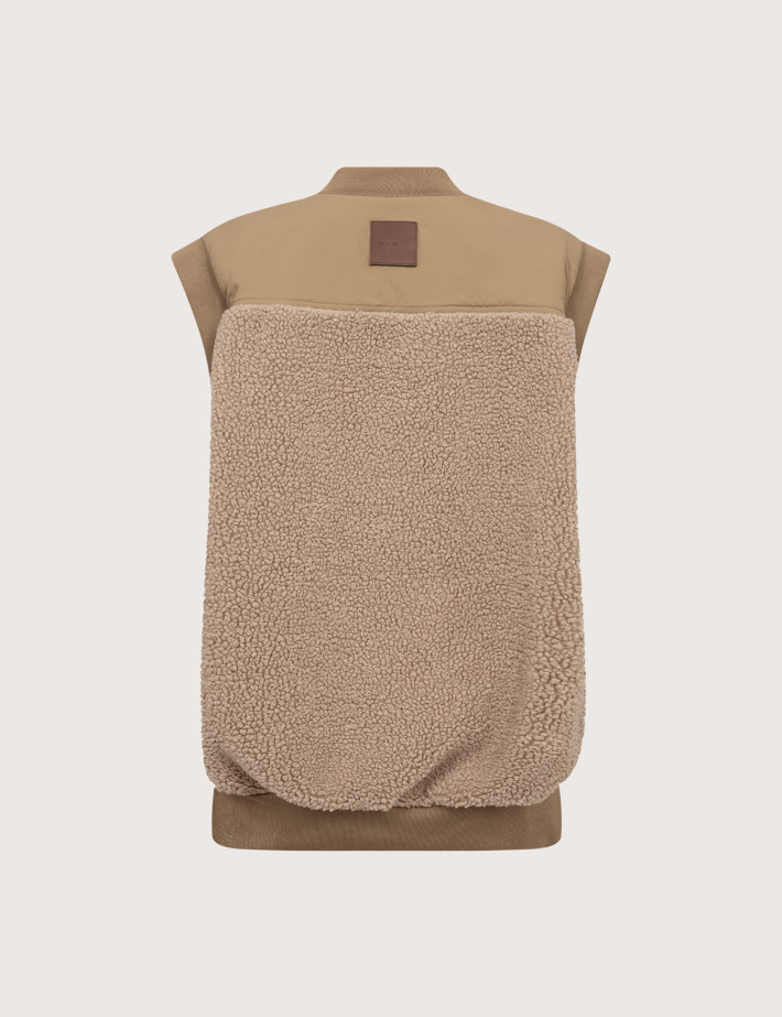 MOS MOSH Gilet Femme Sans Manches Teddy Jovo Beige - 2