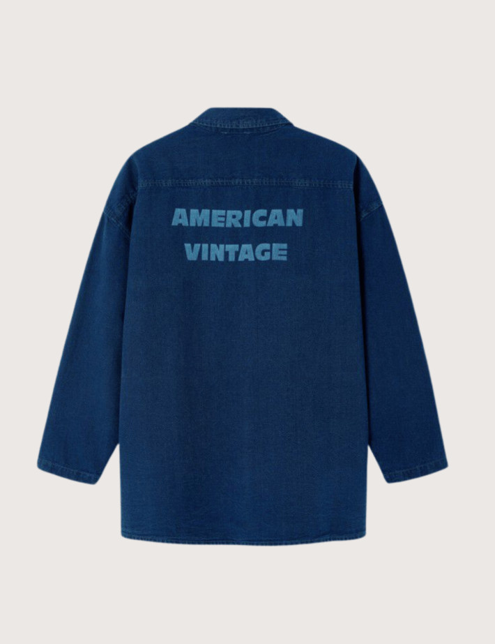 American Vintage Chemise Longue Ample Femme Comow Bleu Brut - 3