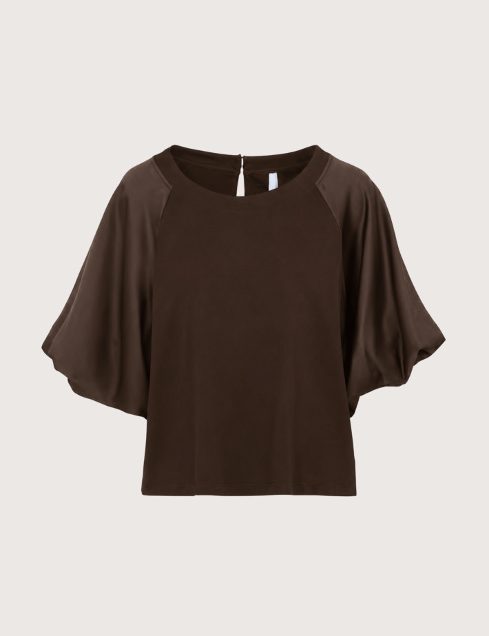 IMPERIAL Sweat Femme Manches Ballon Satin Marron
