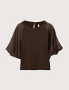 IMPERIAL Sweat Femme Manches Ballon Satin Marron