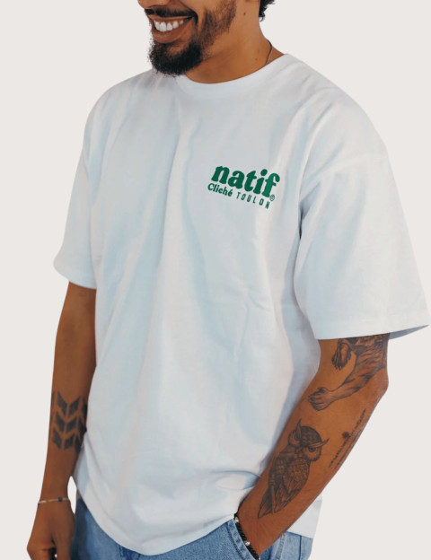 Natif T-Shirt Unisexe Manches Courtes Toulon Cliché Blanc - 3