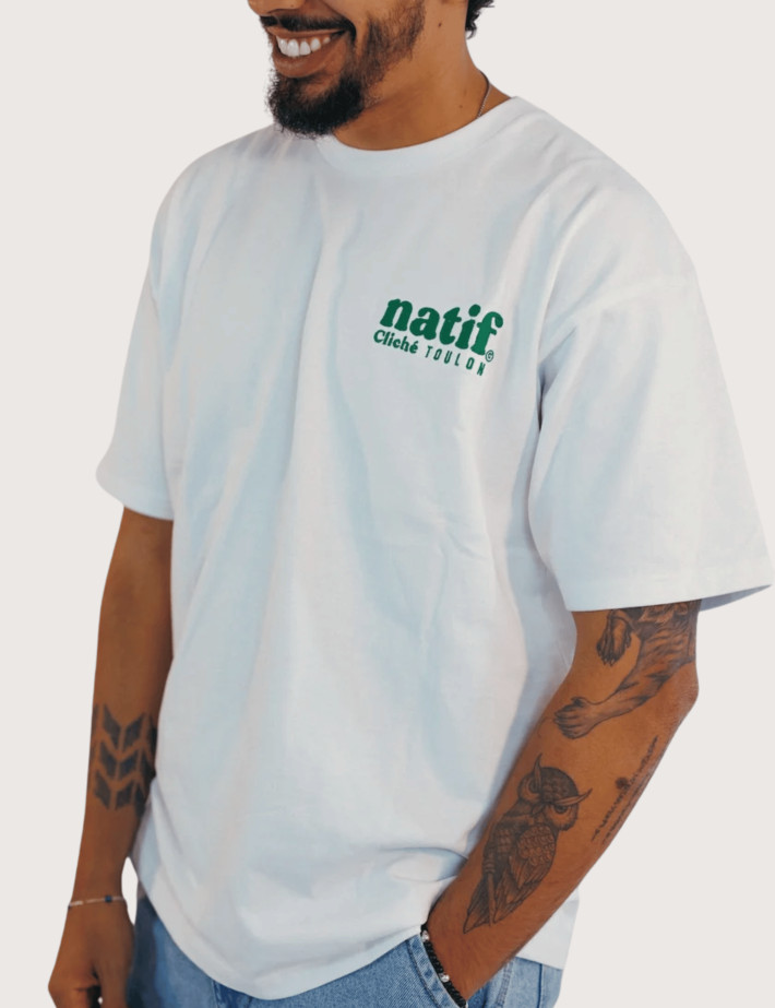 Natif T-Shirt Unisexe Manches Courtes Toulon Cliché Blanc - 3