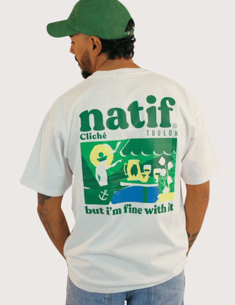 Natif T-Shirt Unisexe Manches Courtes Toulon Cliché Blanc - 4