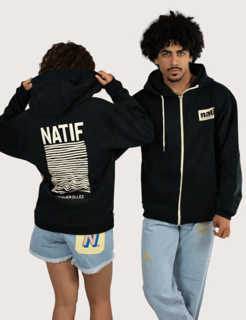Natif Veste Zip Unisexe Classic Porquerolles Noir