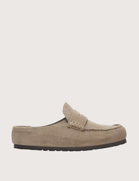 Birkenstock Mocassins Homme Naples Wrapped Suède Taupe