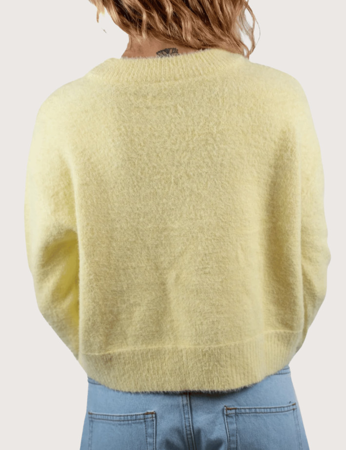 Natif Pull Femme en Maille Fine Bella Jaune - 2