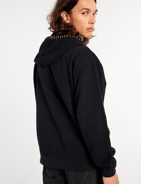 Eleven Paris Sweat à Capuche Mixte Cordons Colorés Moon Noir - 7