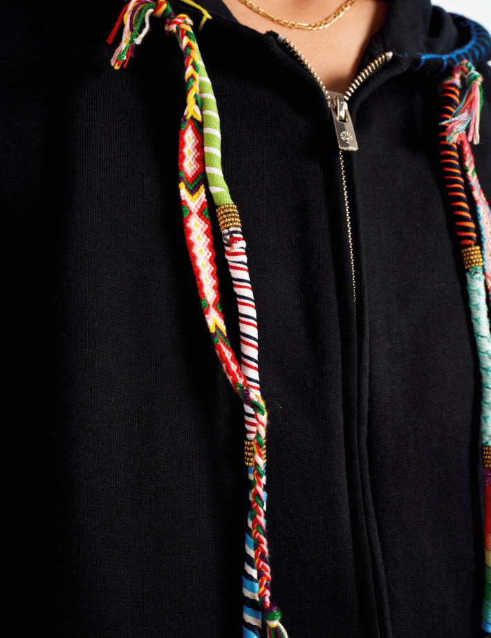 Eleven Paris Sweat à Capuche Mixte Cordons Colorés Moon Noir - 9