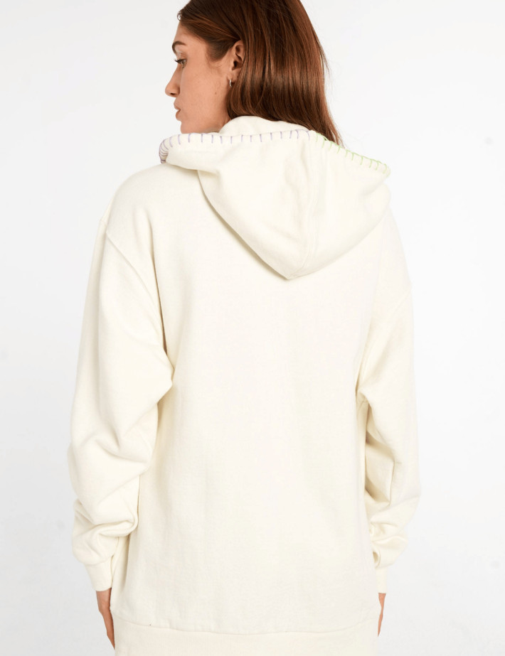 Eleven Paris Sweat à Capuche Mixte Cordons Colorés Moon Beige - 5