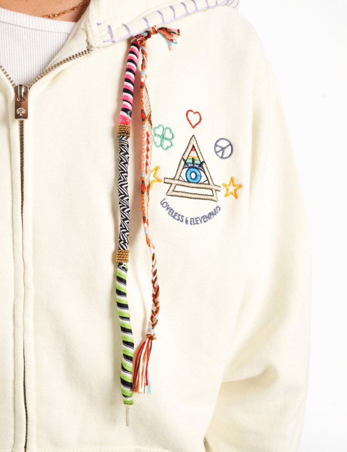 Eleven Paris Sweat à Capuche Mixte Cordons Colorés Moon Beige - 7