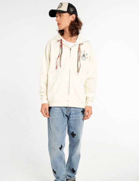 Eleven Paris Sweat à Capuche Mixte Cordons Colorés Moon Beige - 10