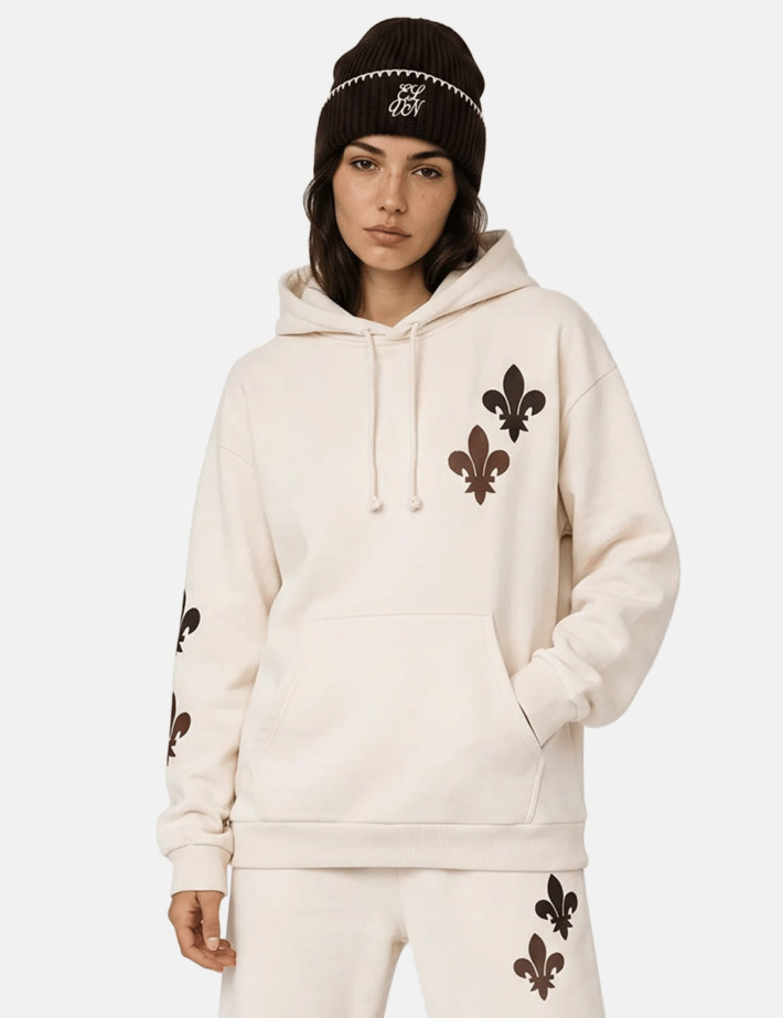 Eleven Paris Sweat Mixte à Capuche Poncho Beige - 4