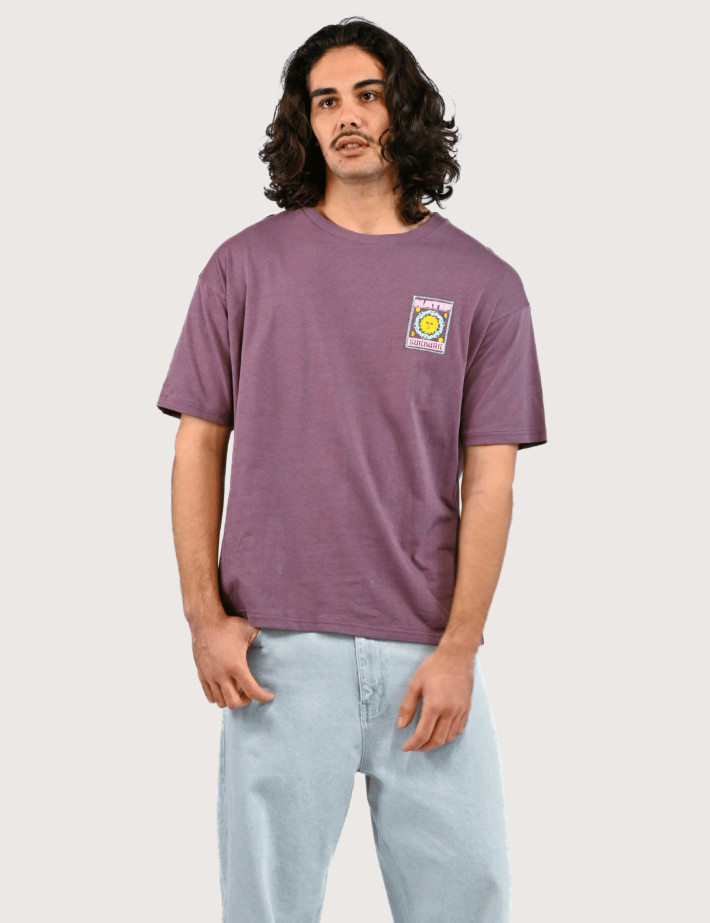Natif T-Shirt Unisexe Manches Courtes Sunburn Elements Violet