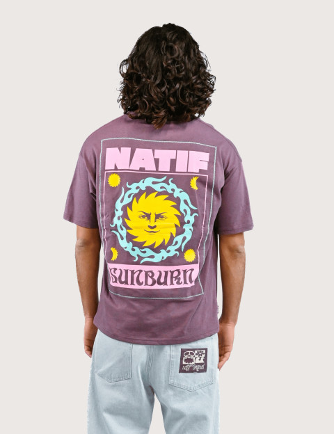 Natif T-Shirt Unisexe Manches Courtes Sunburn Elements Violet - 2