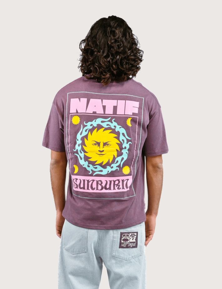 Natif T-Shirt Unisexe Manches Courtes Sunburn Elements Violet - 2