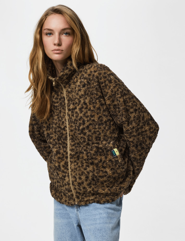 PIECES Veste Polaire Femme Katty Teddy Léopard - 2