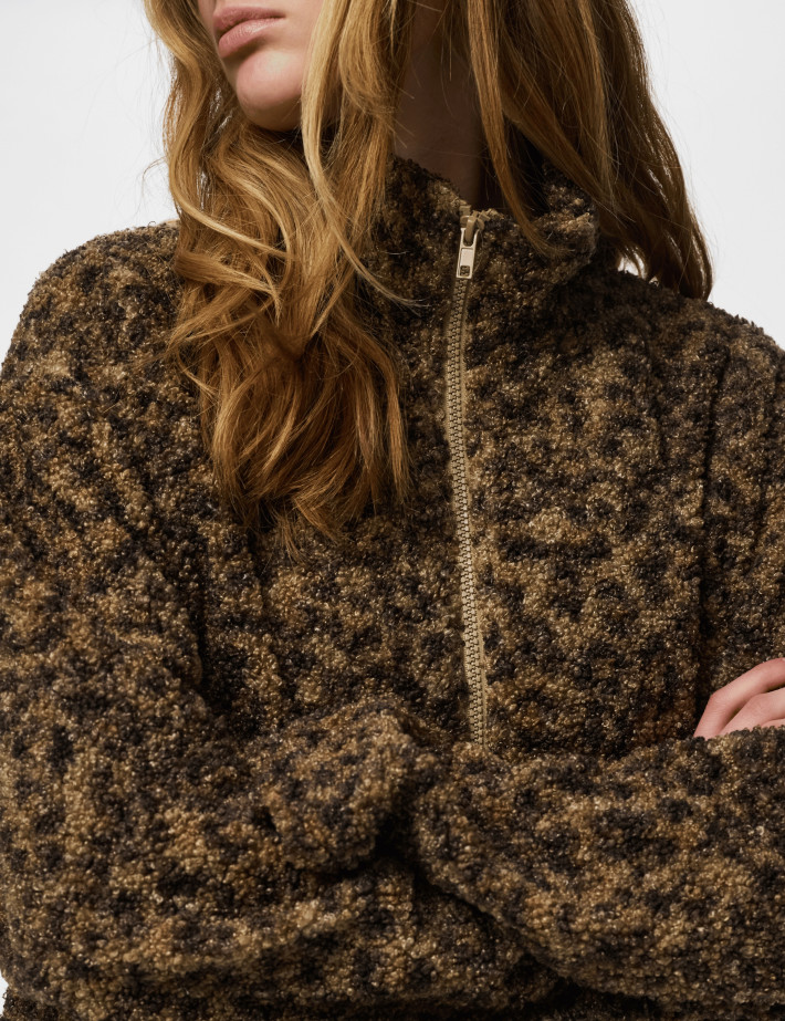 PIECES Veste Polaire Femme Katty Teddy Léopard - 3