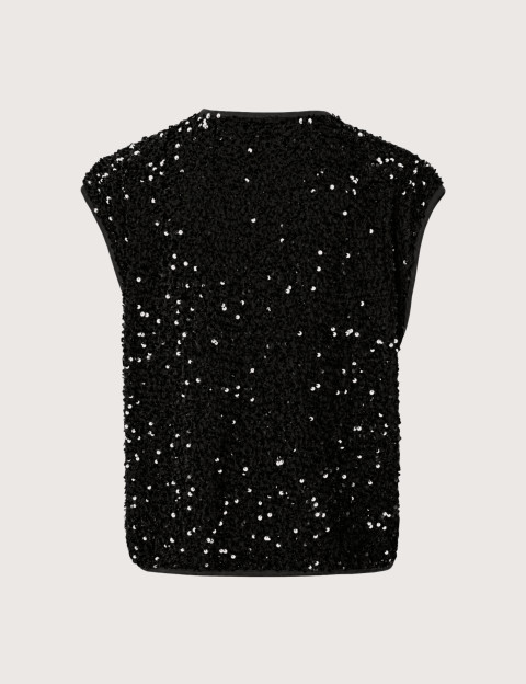 PIECES Veste Sans Manches Femme à Sequins Kammy Noir