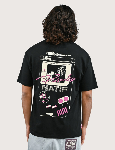 Natif T-Shirt Unisexe Manches Courtes Gameboy Paradise Noir - 2