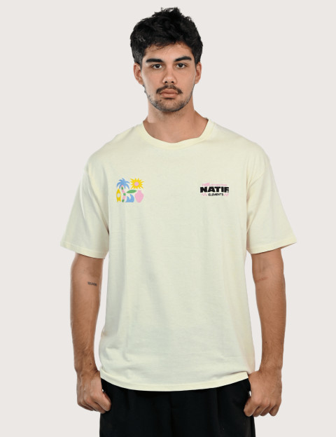 Natif T-shirt Unisexe Manches Courtes Elements 27 Crème