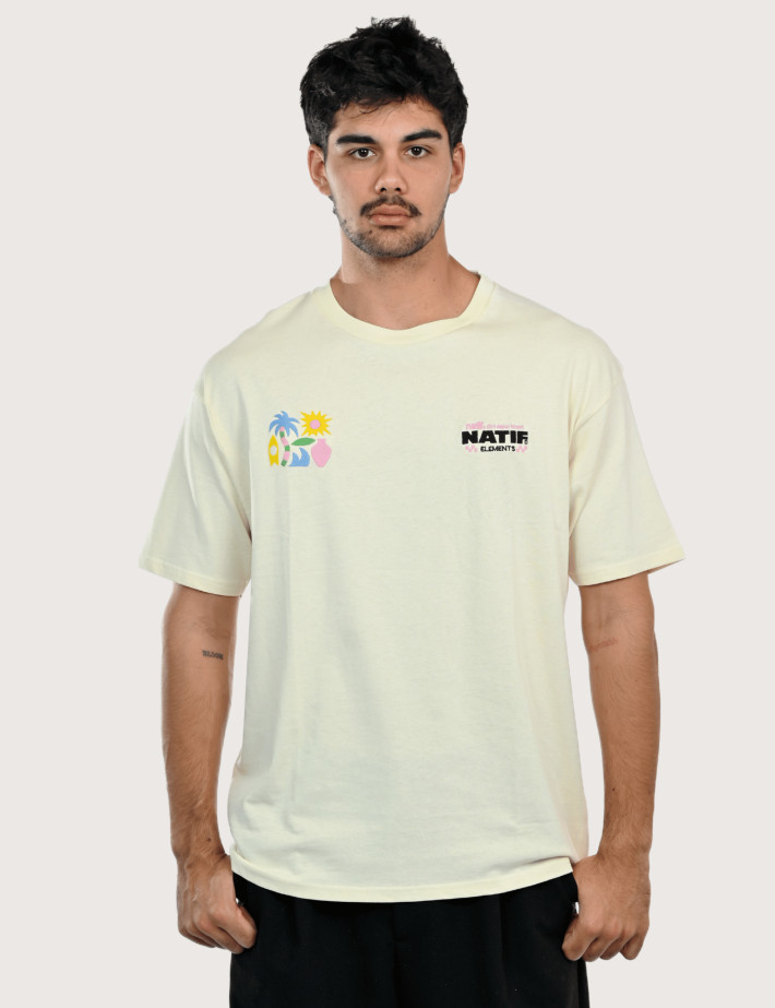 Natif T-shirt Unisexe Manches Courtes Elements 27 Crème