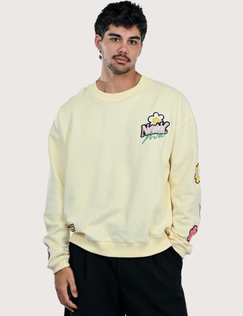 Natif Sweat Loose Unisexe Flower Supply Original Jaune