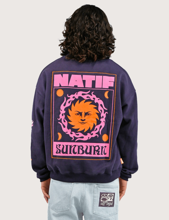 Natif Sweat Loose Unisexe Sunburn Element Violet Foncé - 2