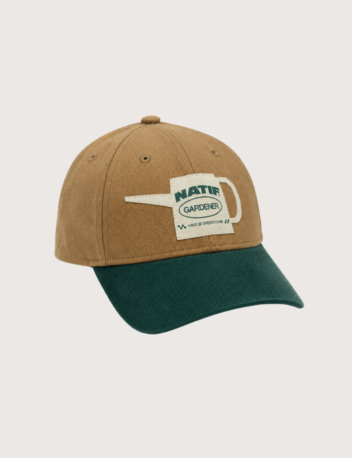 Natif Casquette Gardener Marron Visière Velour Côtelé Vert