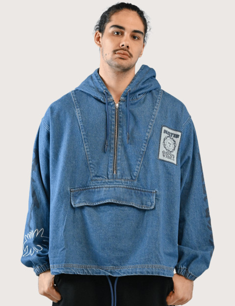 Natif Veste Poncho Unisexe Good Vibes en Jean
