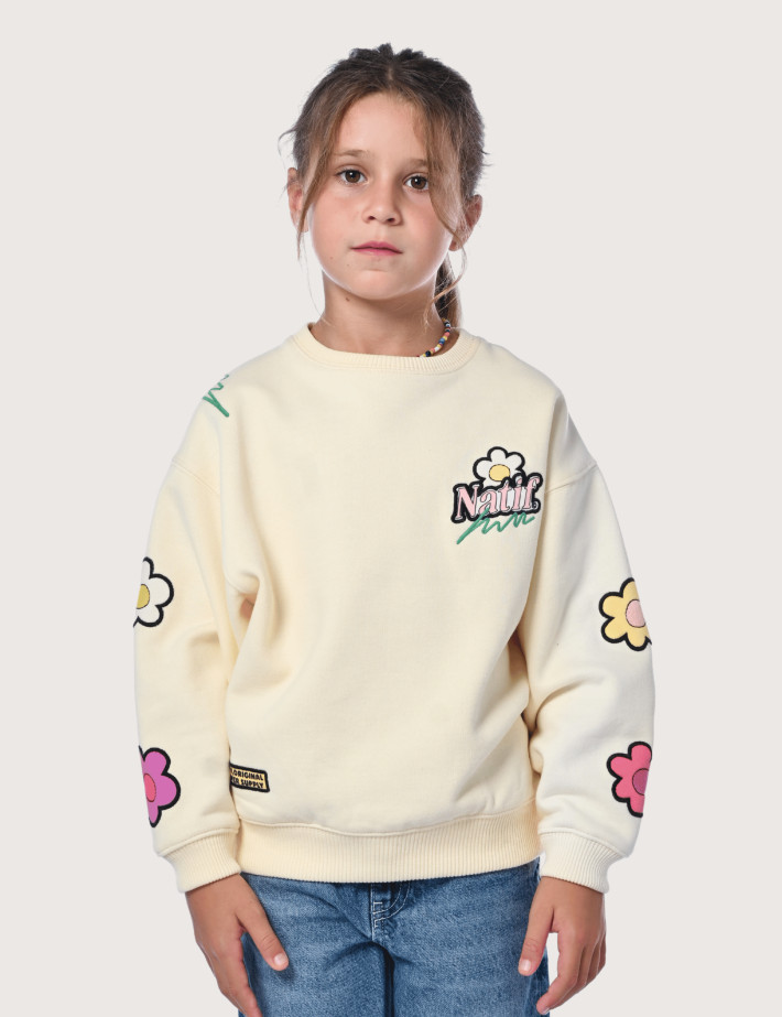 Natif Sweat Loose Enfant Flower Supply Original Jaune