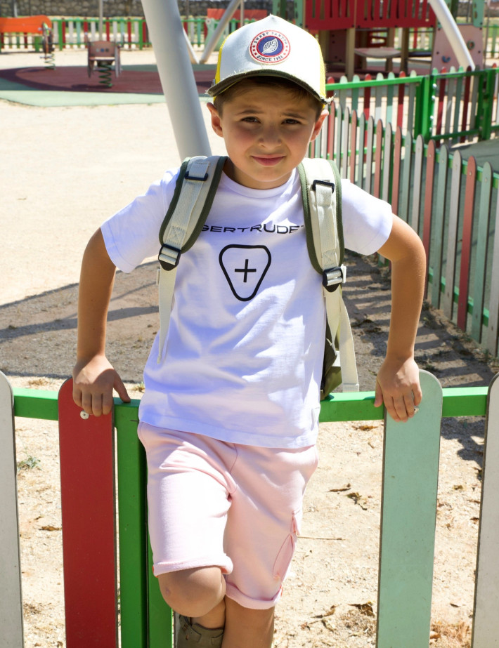 T-Shirt Enfant Manches Courtes Logo Little Leonce Blanc
