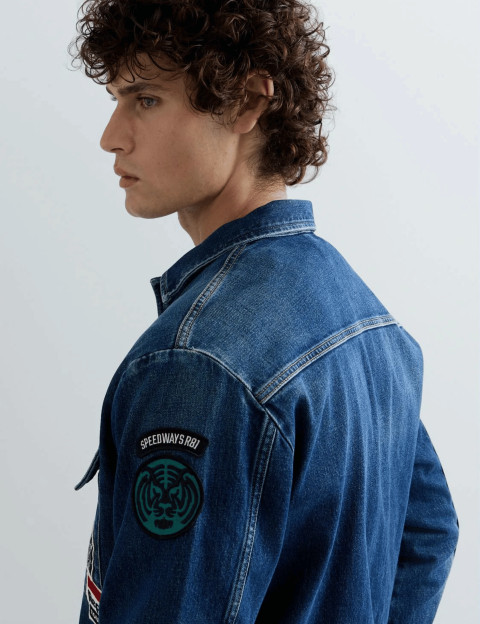 REPLAY Chemise Manches Longues Homme en Jean à Patchs C009 - 5