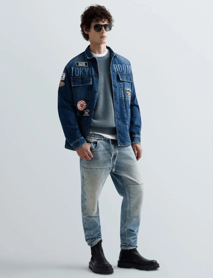 REPLAY Chemise Manches Longues Homme en Jean à Patchs C009 - 6