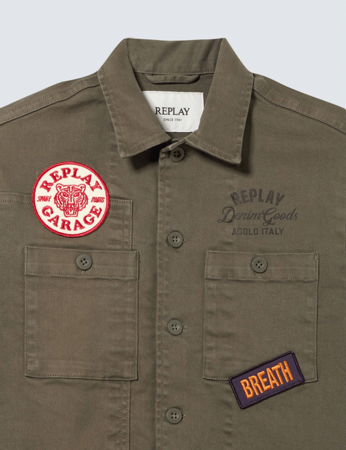REPLAY Surchemise Enfant Patchs Kaki Militaire C00H - 3